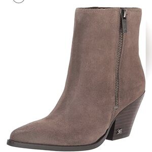 SAM EDELMAN JANE BLOCK HEEL TAN SUEDE LEATHER SNIP TOE ANKLE BOOTS SIZE 8.5 NWT